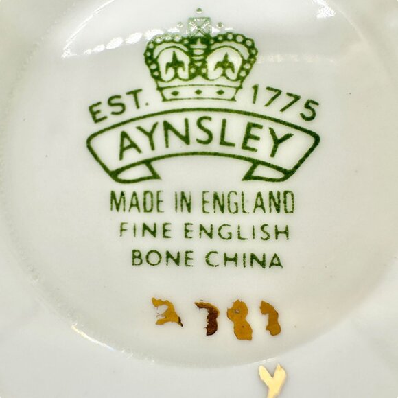 Aynsley Fine English Bone China Teacup w Saucer White Floral Gold Trim Numbered - Picture 4 of 11